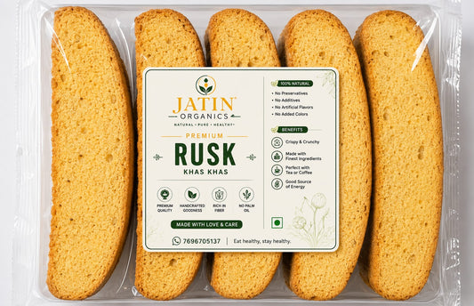 Premium Elaichi & Khaskhas Rusk | Crispy Tea Time Toast | Jatin Organics