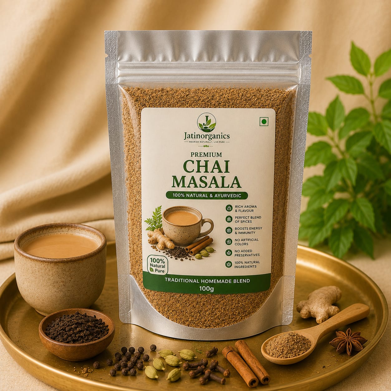 Premium Chai Masala | Jatin Organics | 100% Natural Spice Blend