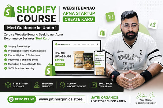 Man presenting a Shopify course for building an e-commerce startup and website.