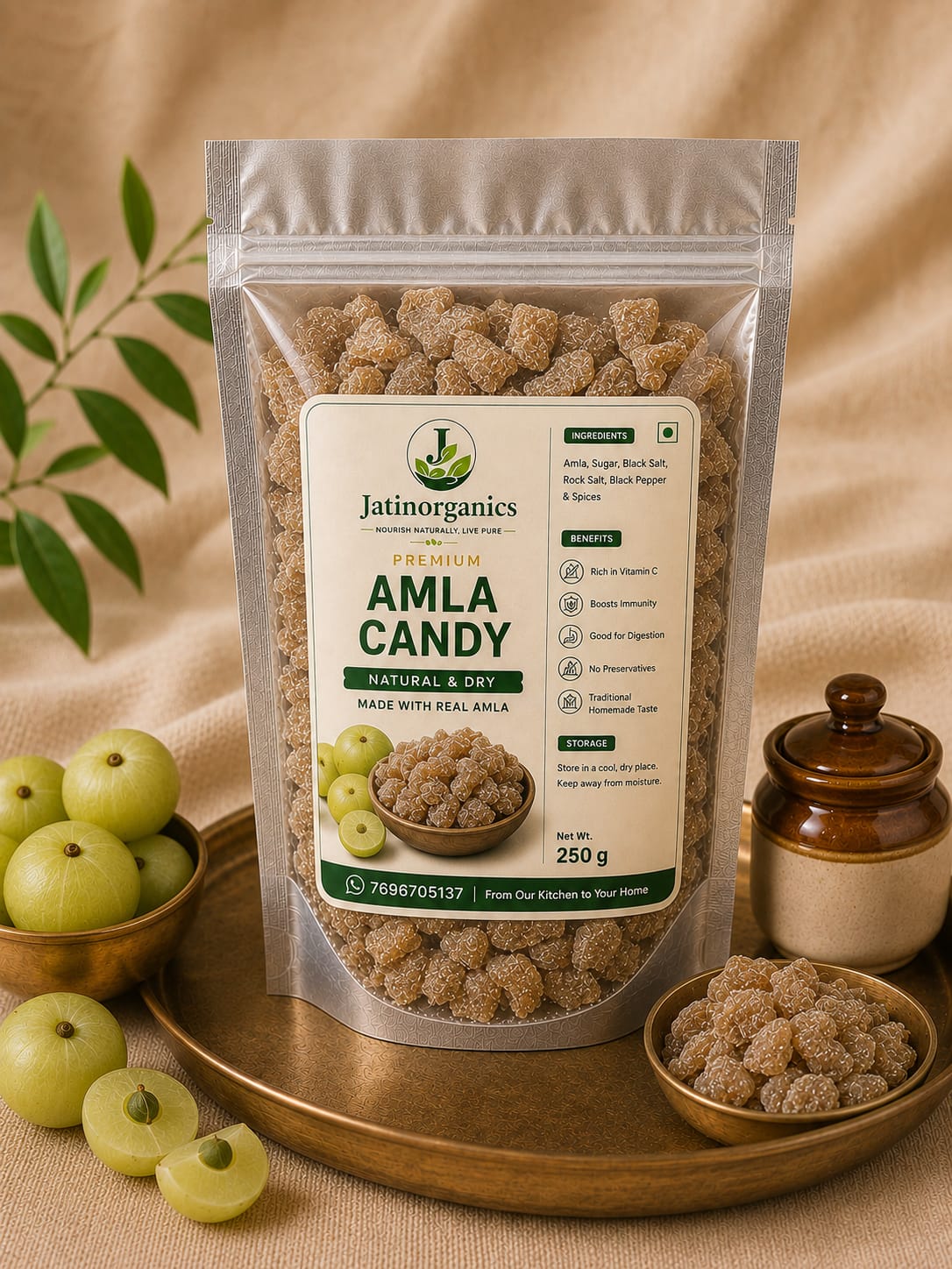 Jatin Organics Amla Candy – Sweet & Tangy Amla Delight